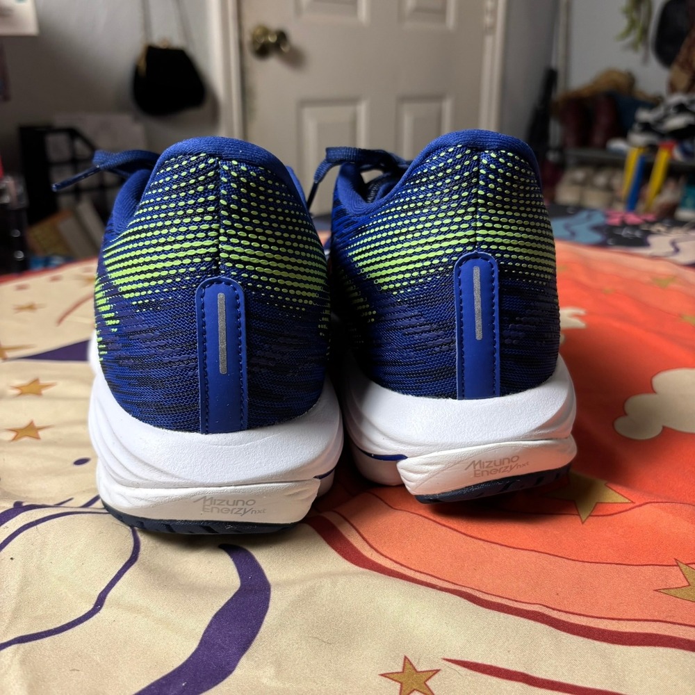 Mizuno Wave Rider 28 Mens Running Shoes Blue Lime Athletic Sneakers Size 9 Walk - Picture 11 of 11